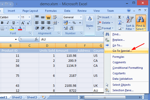 formula to delete blank columns in excel