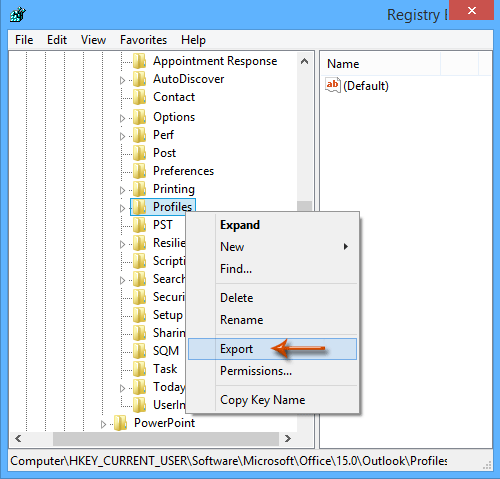 Export Outllok profiles