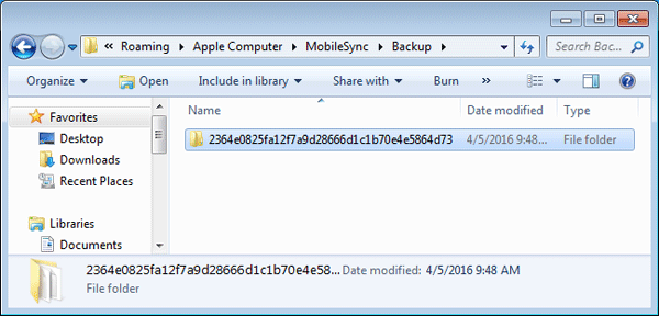 iTunes backup folder
