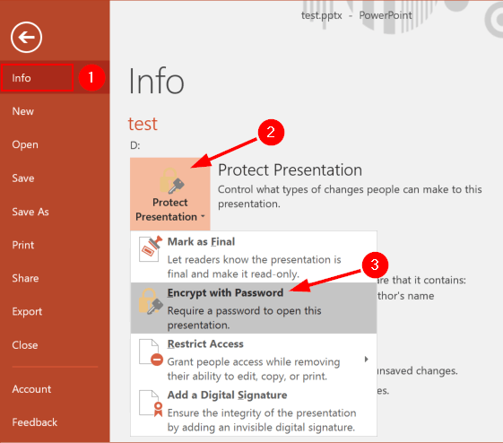 how to lock a presentation in powerpoint