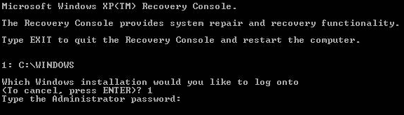 forgot recovery console password