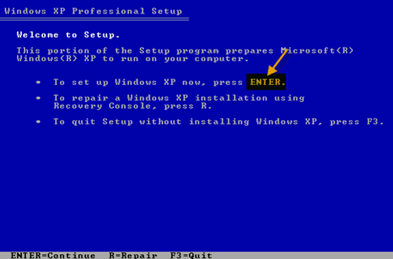avvio del disco rigido di ripristino della password di Windows XP