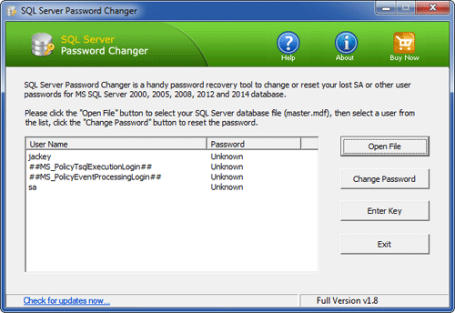 ms sql reset password for user