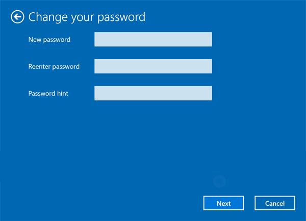 change password in windows 10 server