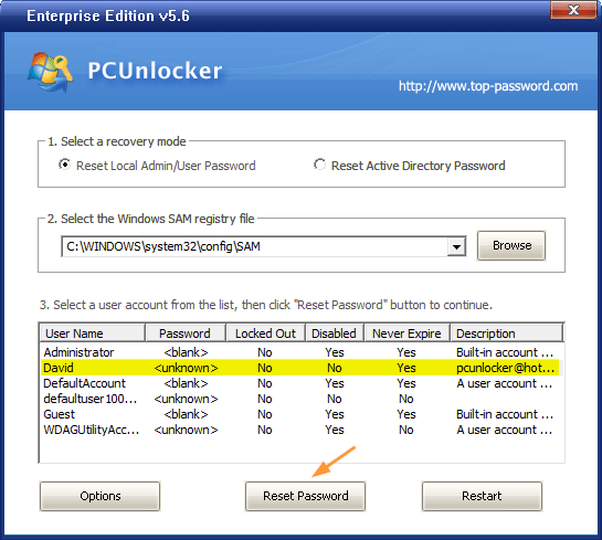 Reset Windows 11 Password with PCUnlocker