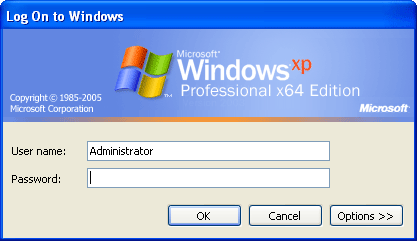 Windows XP Traditional Logon Screen