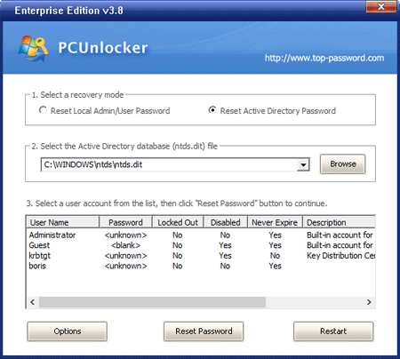 återställ lösenordet i Windows Server 2003