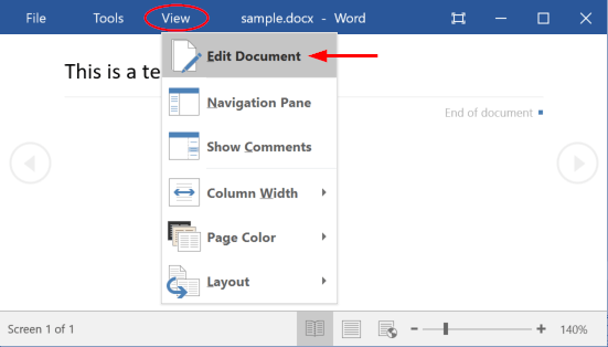 how to open word in edit mode